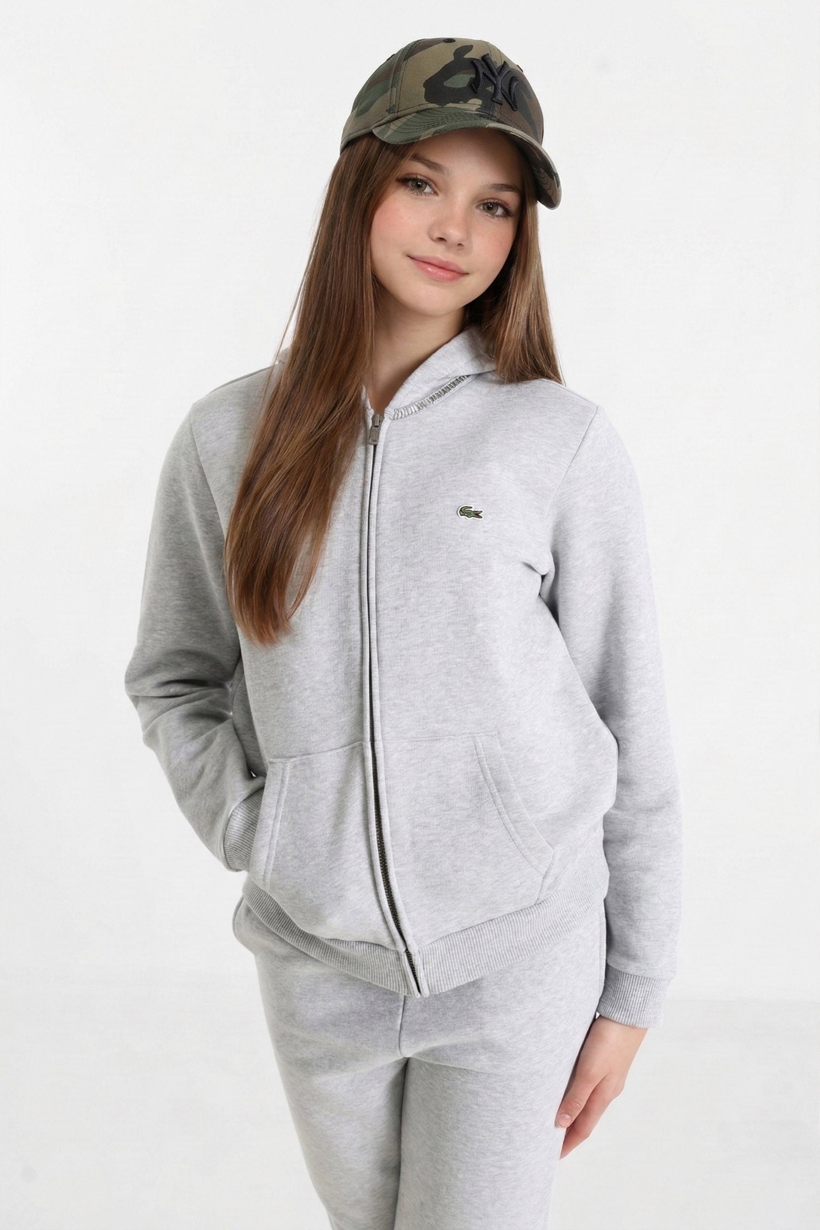 Kapuzensweatjacke - Light Grey Heather