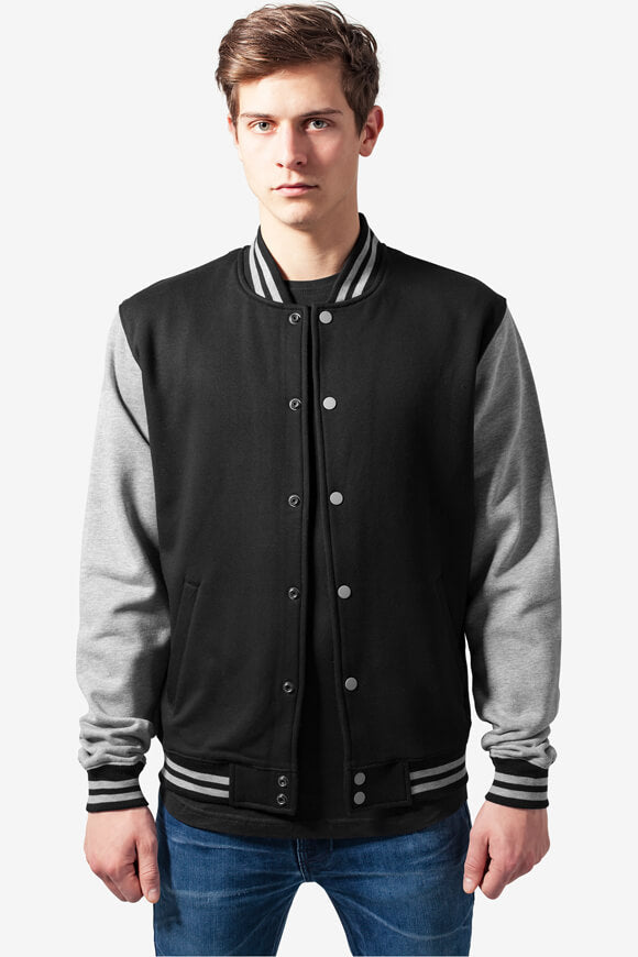 College-Sweatjacke - Schwarz + Grau