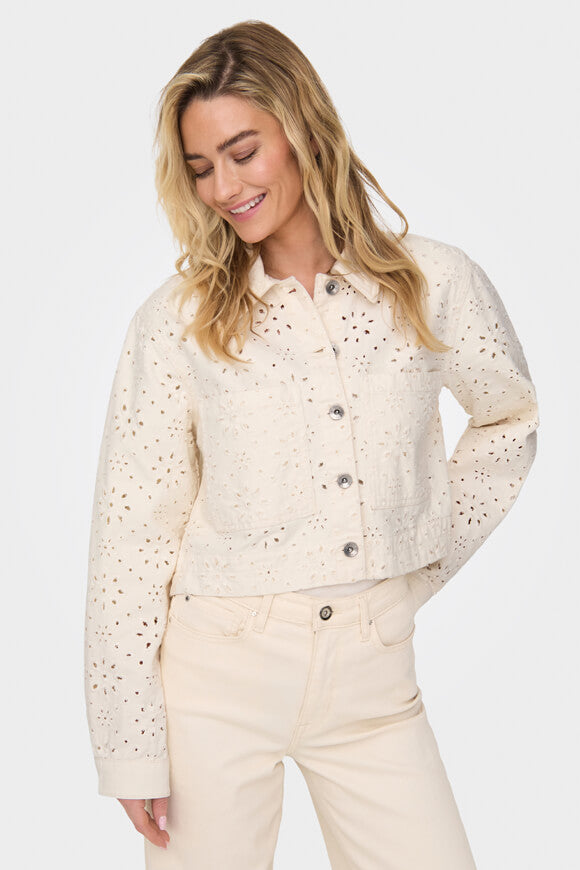 ONLELSA Veste en jean ajourée - Cloud Dancer