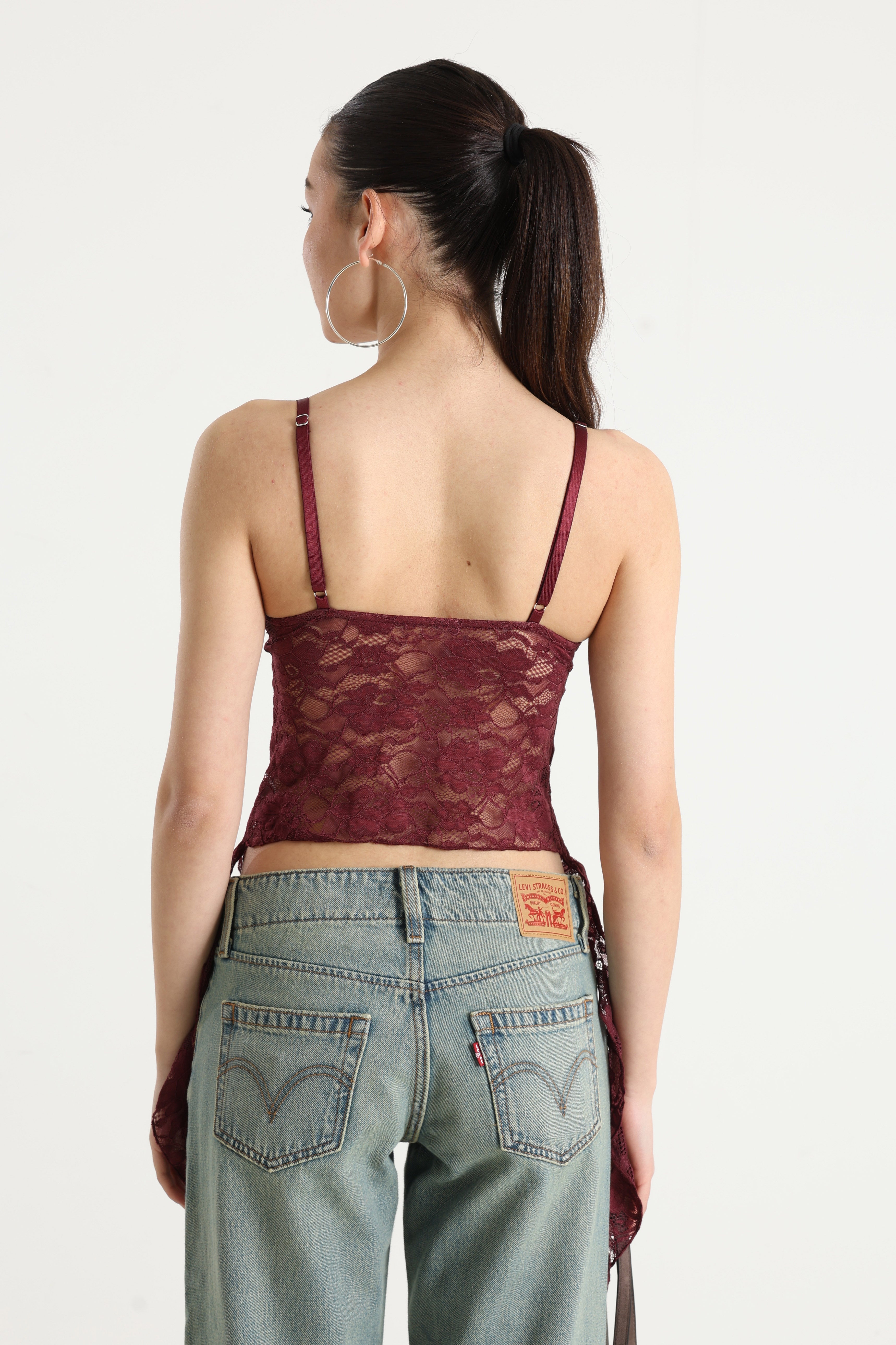 Crop Spitzentop - Bordeaux