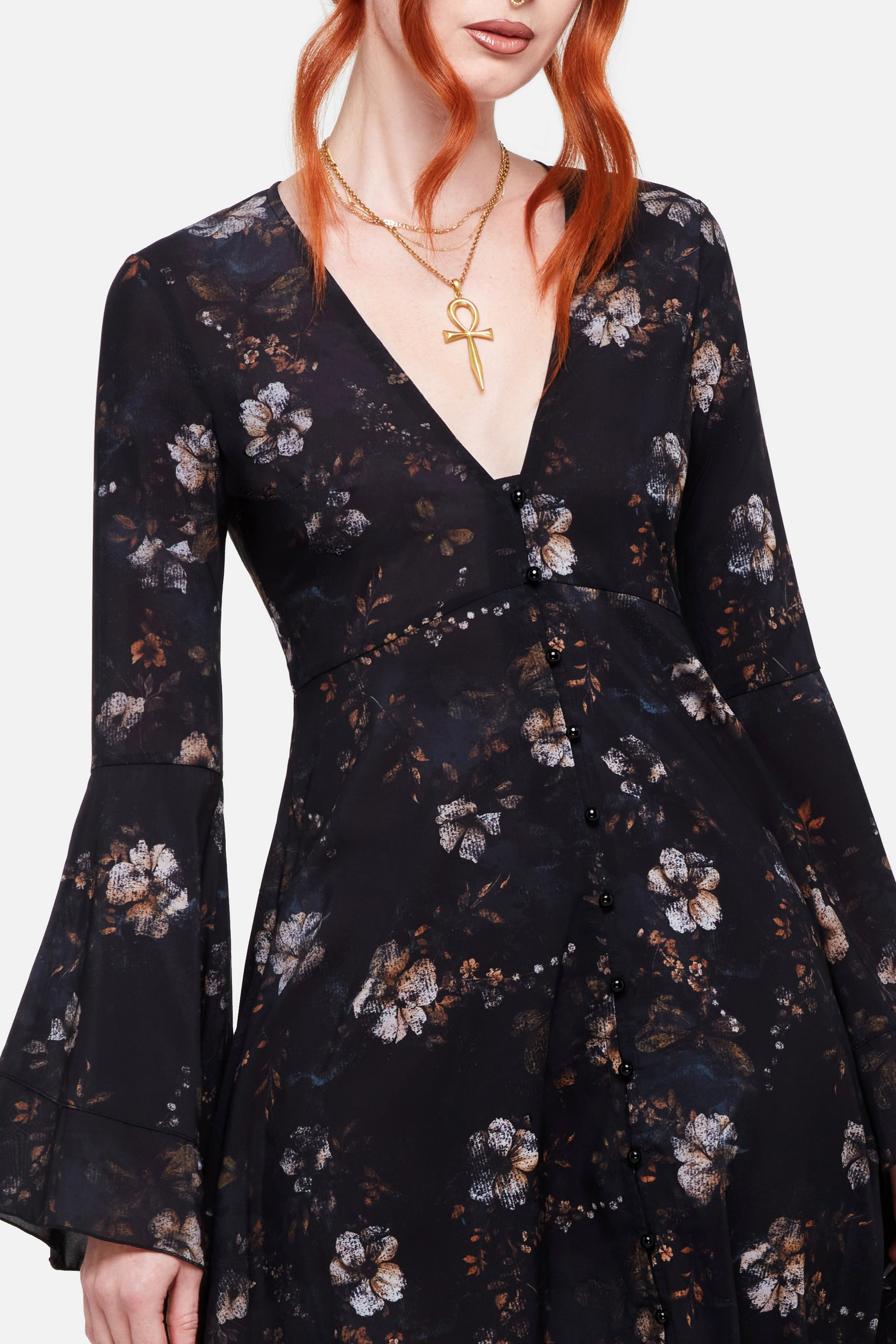 Autumna's Night Midikleid - Black