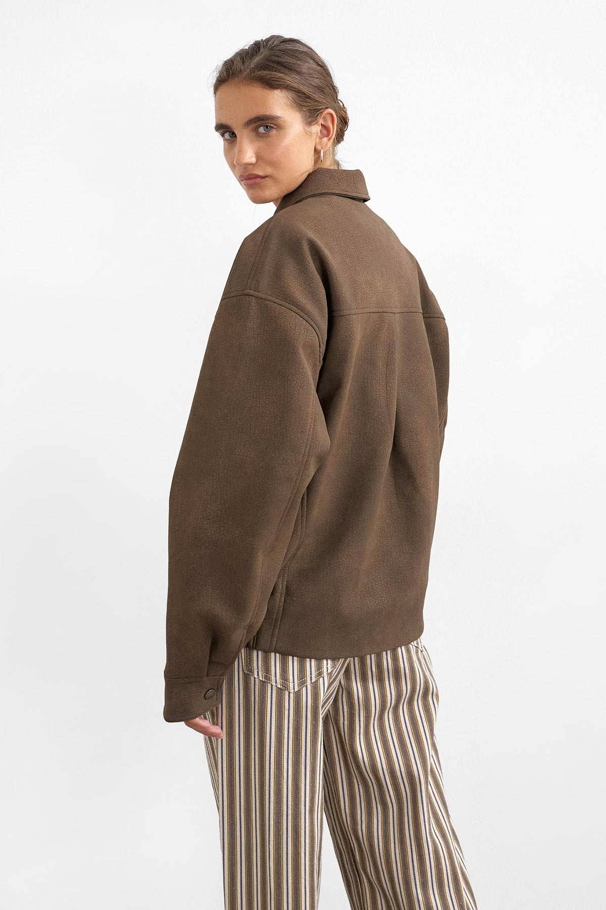 TSTILDE veste bomber en similicuir - Chocolate Brown