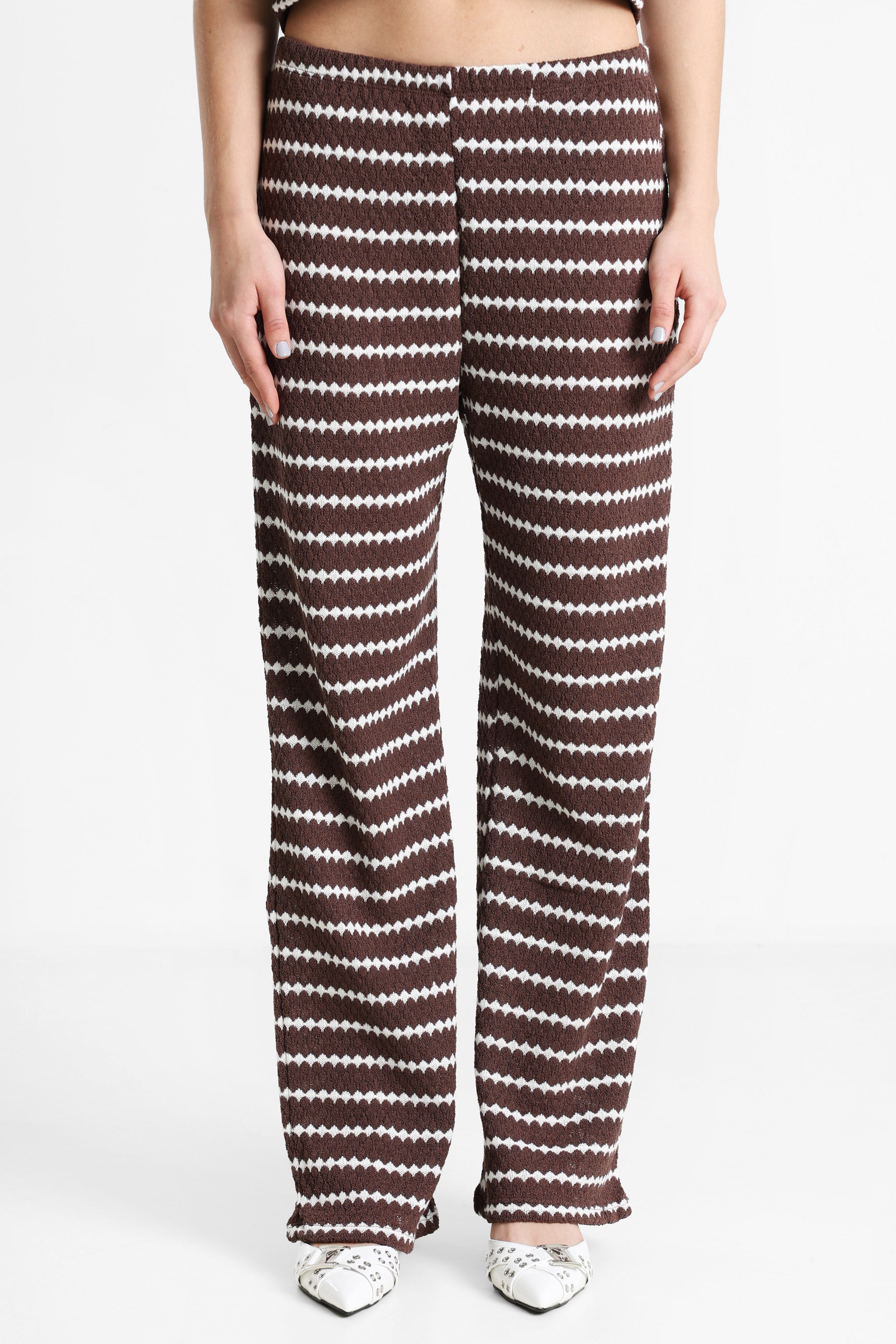 ONLEVA Wide Leg Strickhose - Shopping Bag + Cloud Dancer