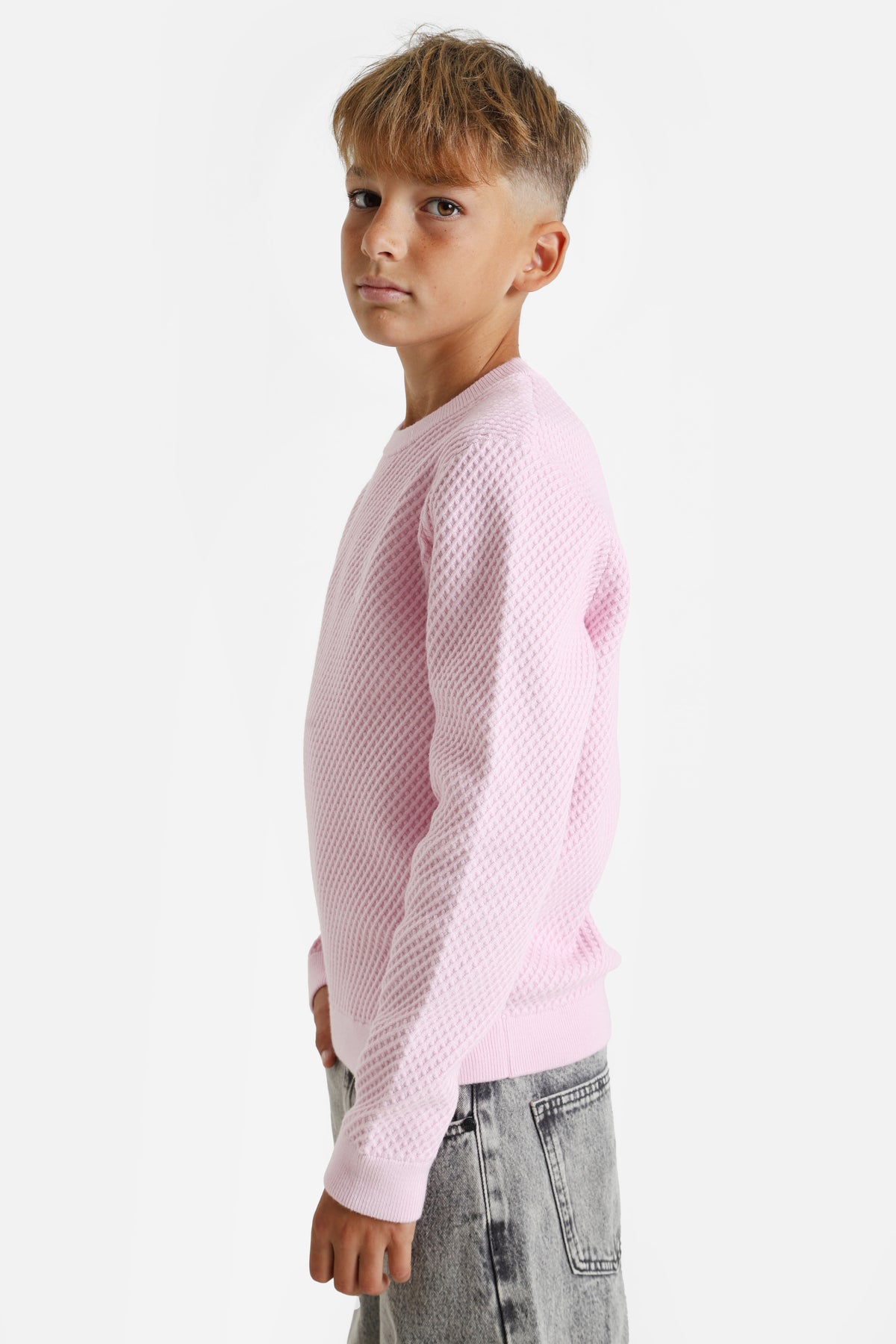 Pull en tricot structuré - Rose