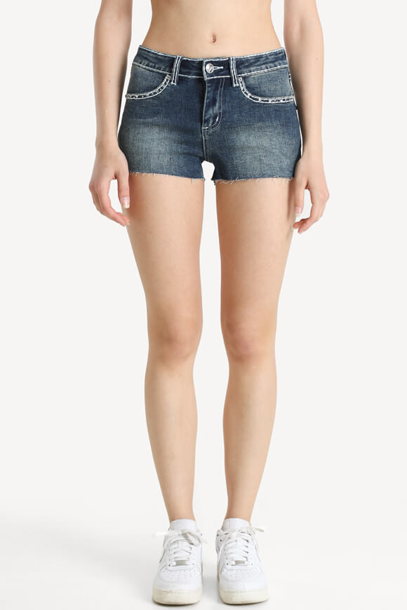 Jeansshorts - Dunkelblau Gewaschen