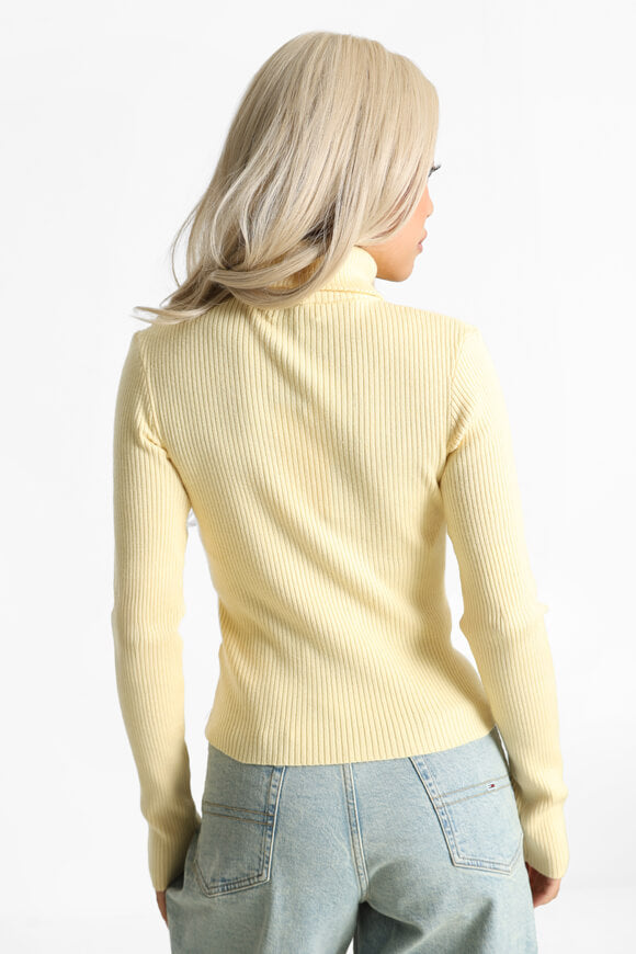 Ribbed crop knit sweater - yellow
