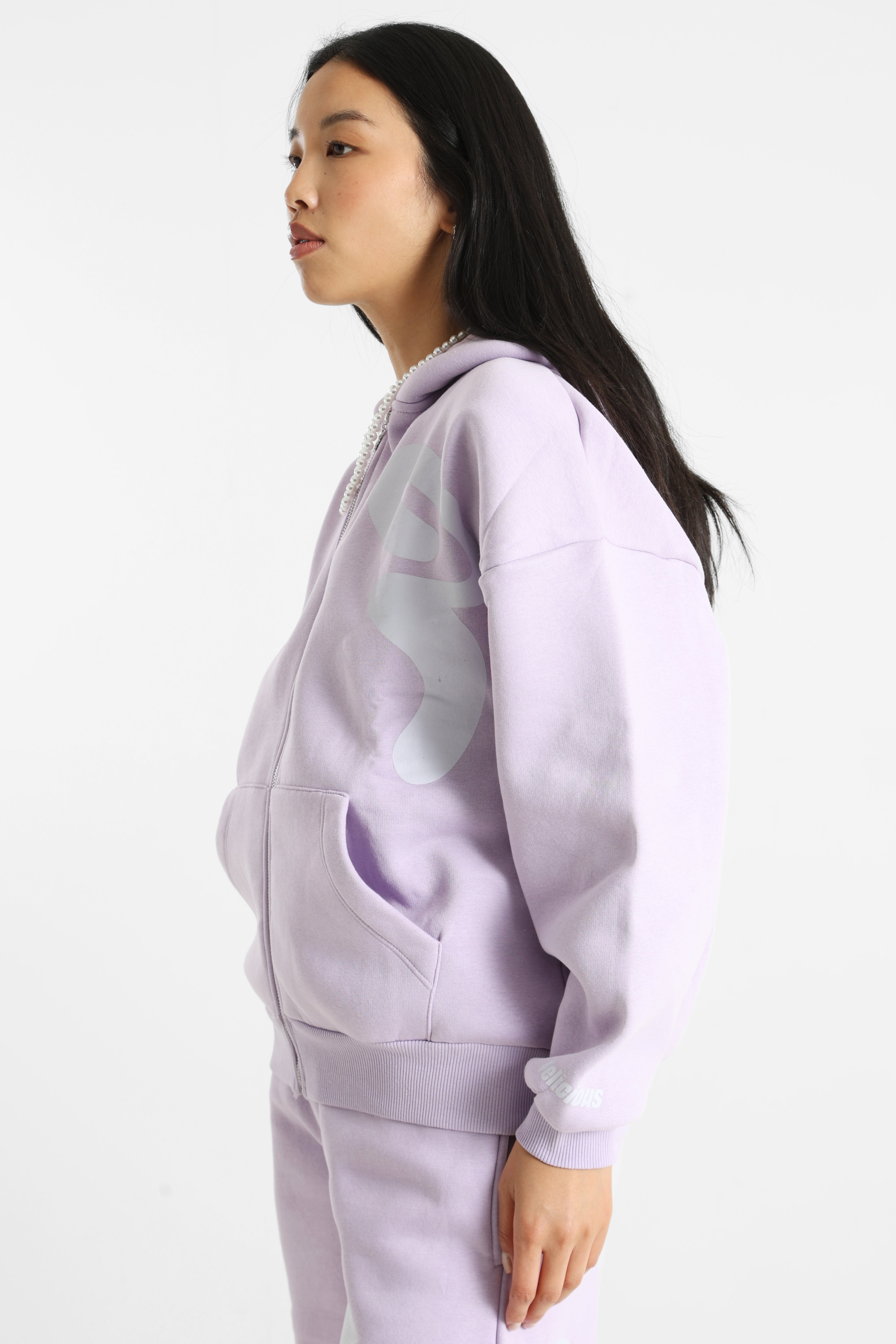 Felpa oversize con cappuccio - Bright Lavende