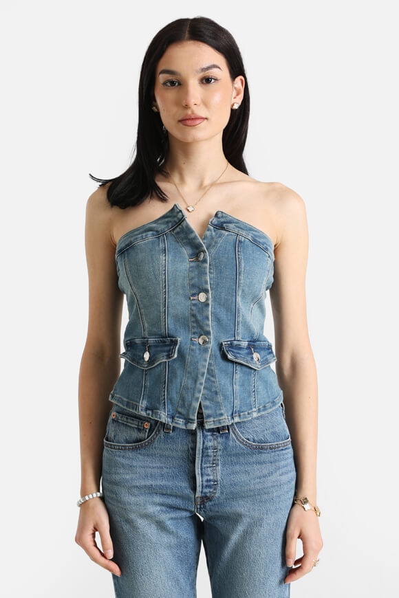 Top corsetto in jeans - denim blu