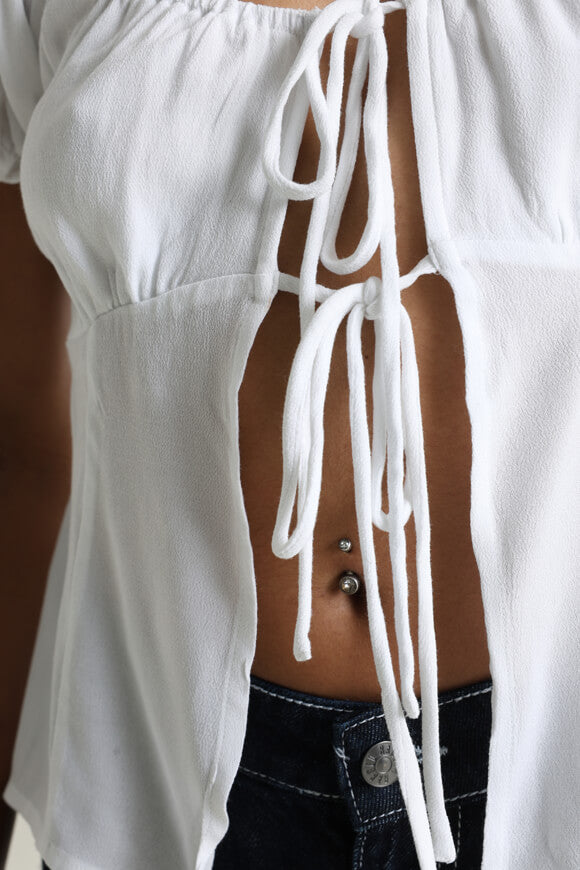 Blouse à coupe croisée off shoulder - Blanc