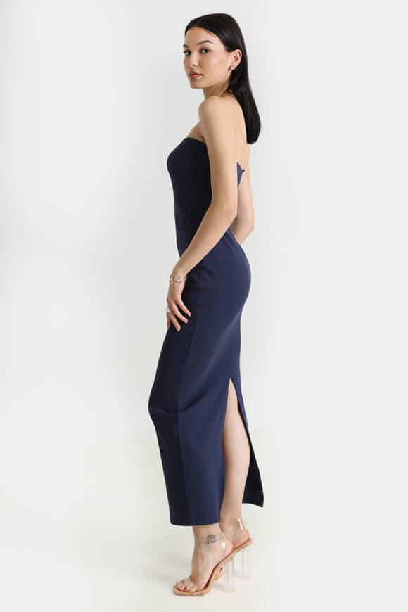 Ribbed bandeau maxi dress - navy blue