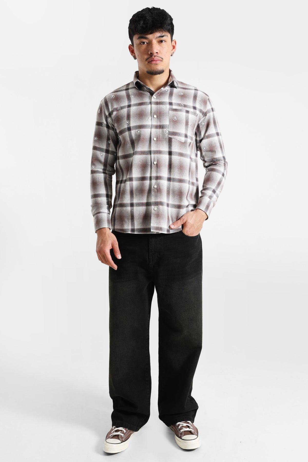 Chemise à strass - Brown