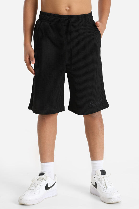 Shorts mit Waffelstruktur - Schwarz