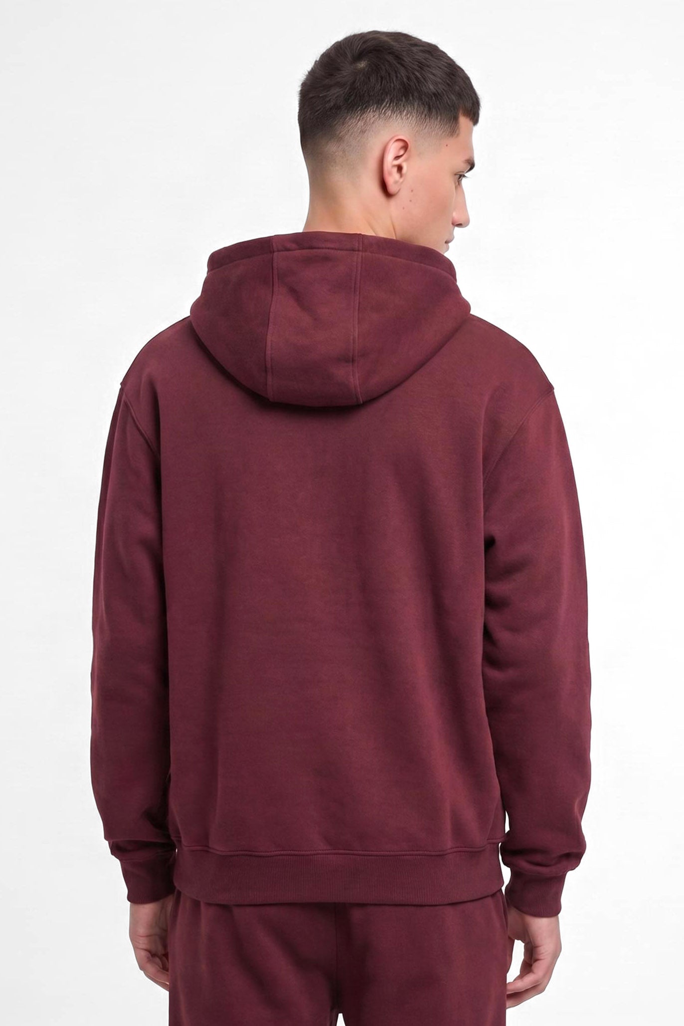 Felpa con cappuccio soffice e zip - Burgundy