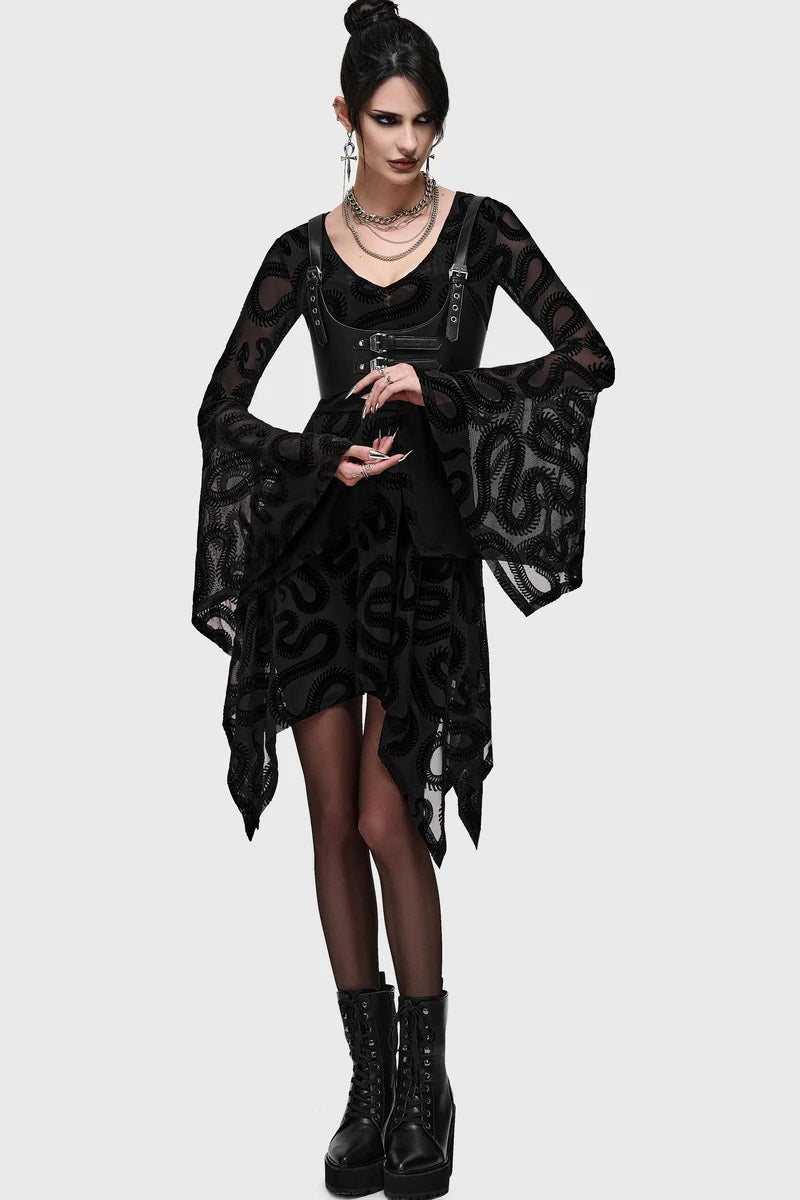 Serpentes mini abito in mesh - Black