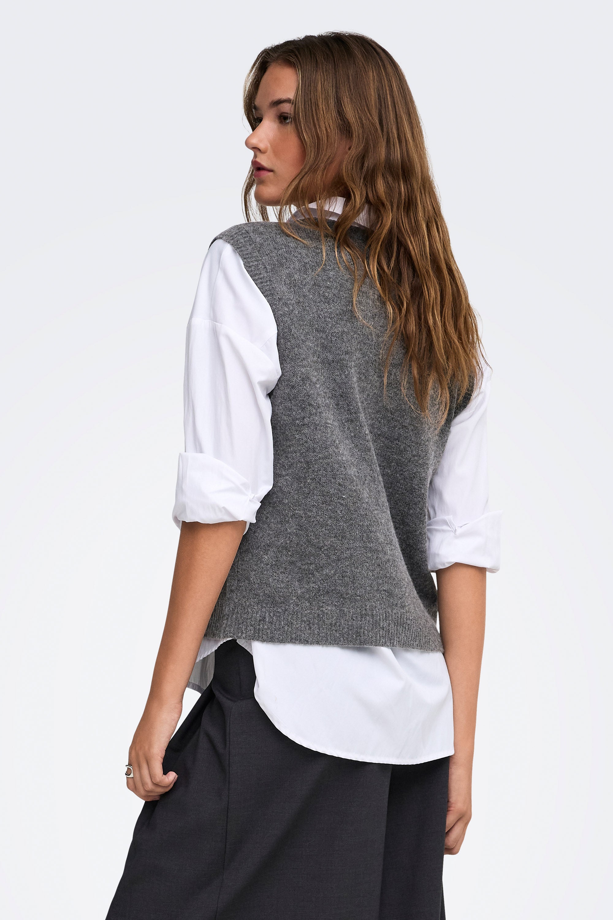 ONLOLIVIA gilet en tricot - Dark Grey Melange