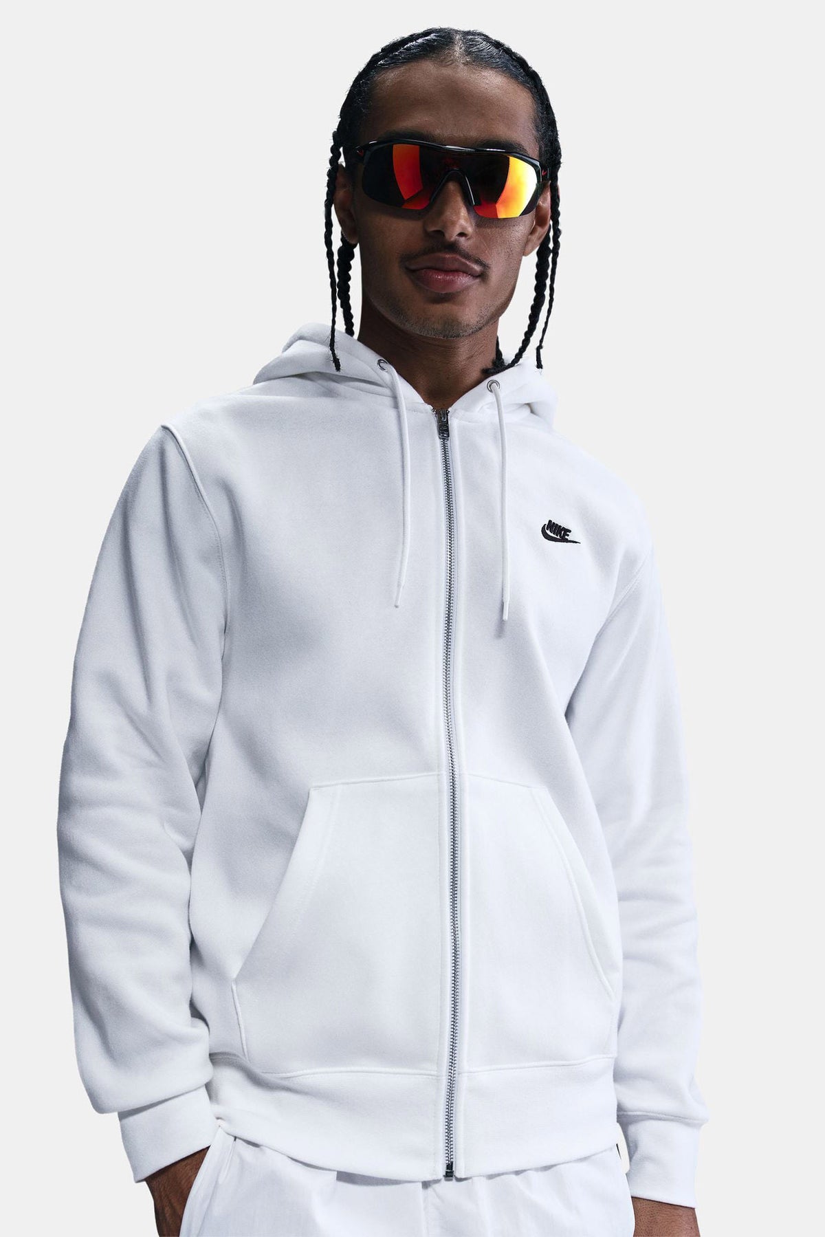 Sweat zippé à capuchon - Blanc