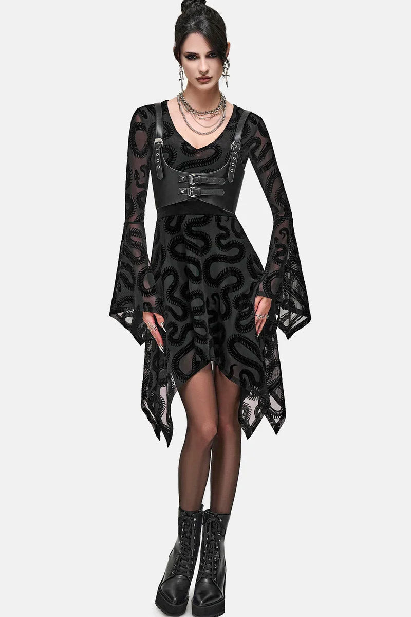 Serpentes mini abito in mesh - Black