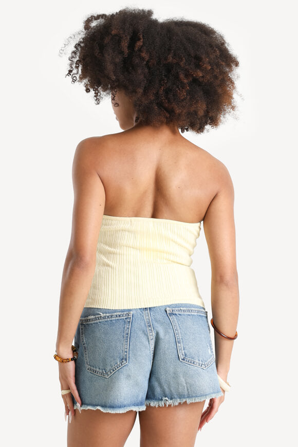Top in maglia a fascia a coste - giallo chiaro