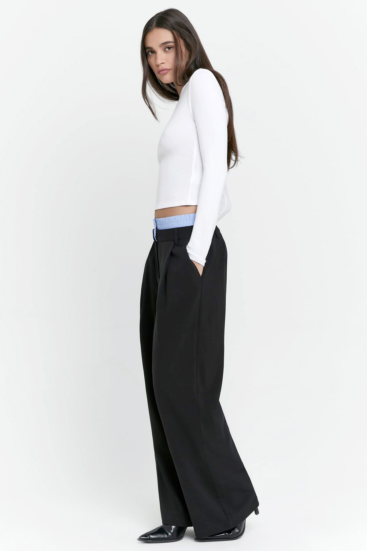 Stoffhose - Black + Light Blue + White