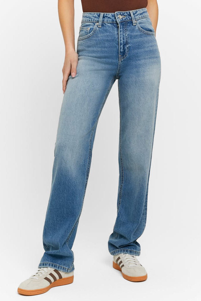 Straight Leg Jeans - Blue Medium Wash