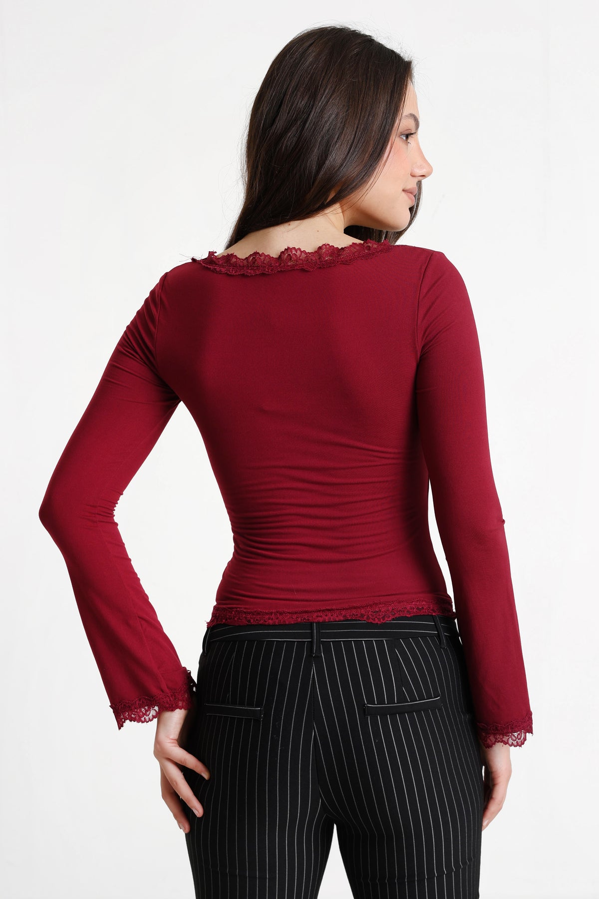 Shirt court manches longues - Framboise