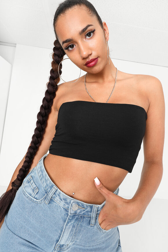 Bandeau Crop Top - Schwarz