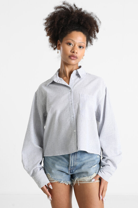 Camicia in seersucker - Blu navy + bianco