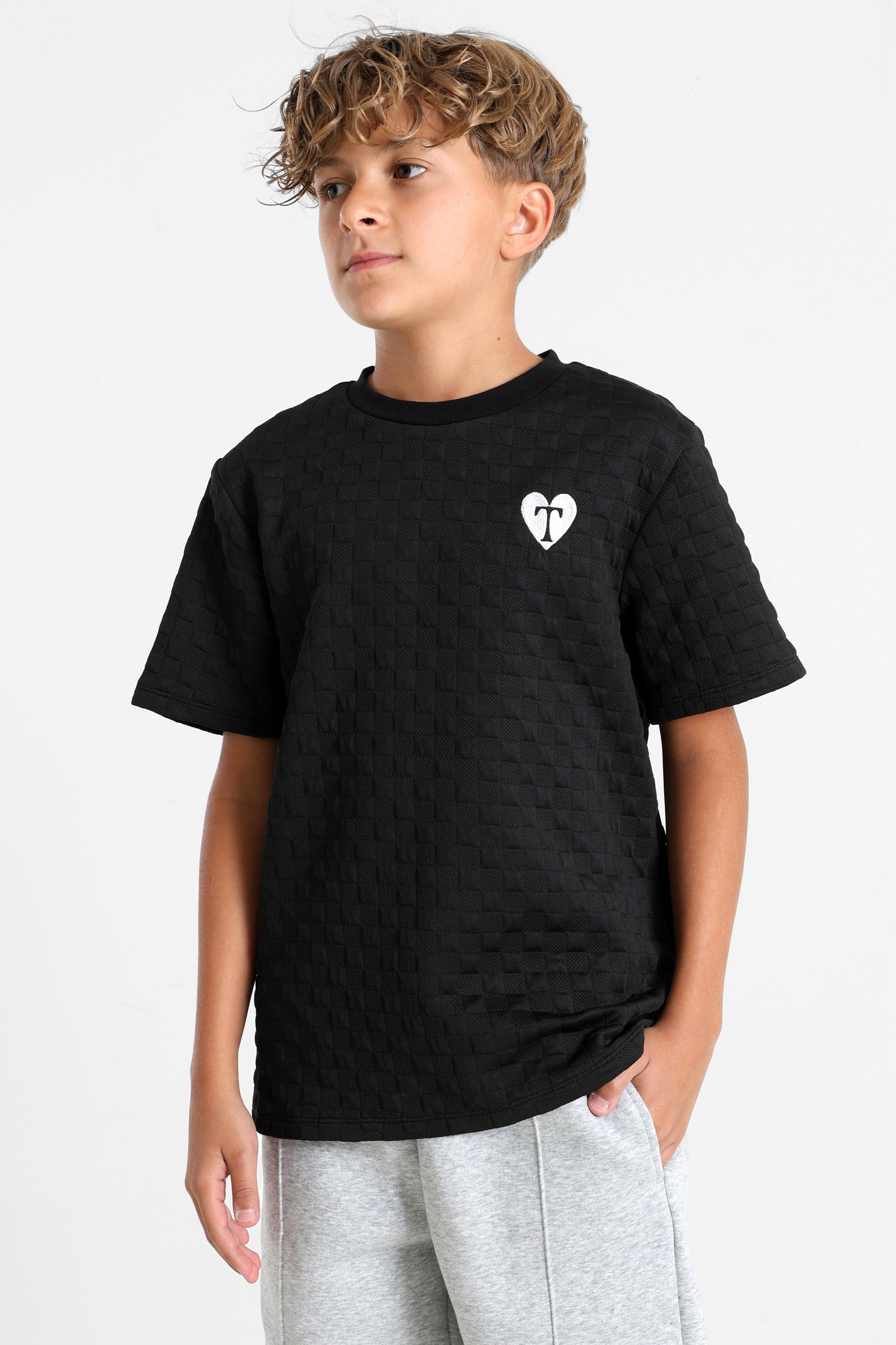 Strukturiertes T-Shirt - Schwarz
