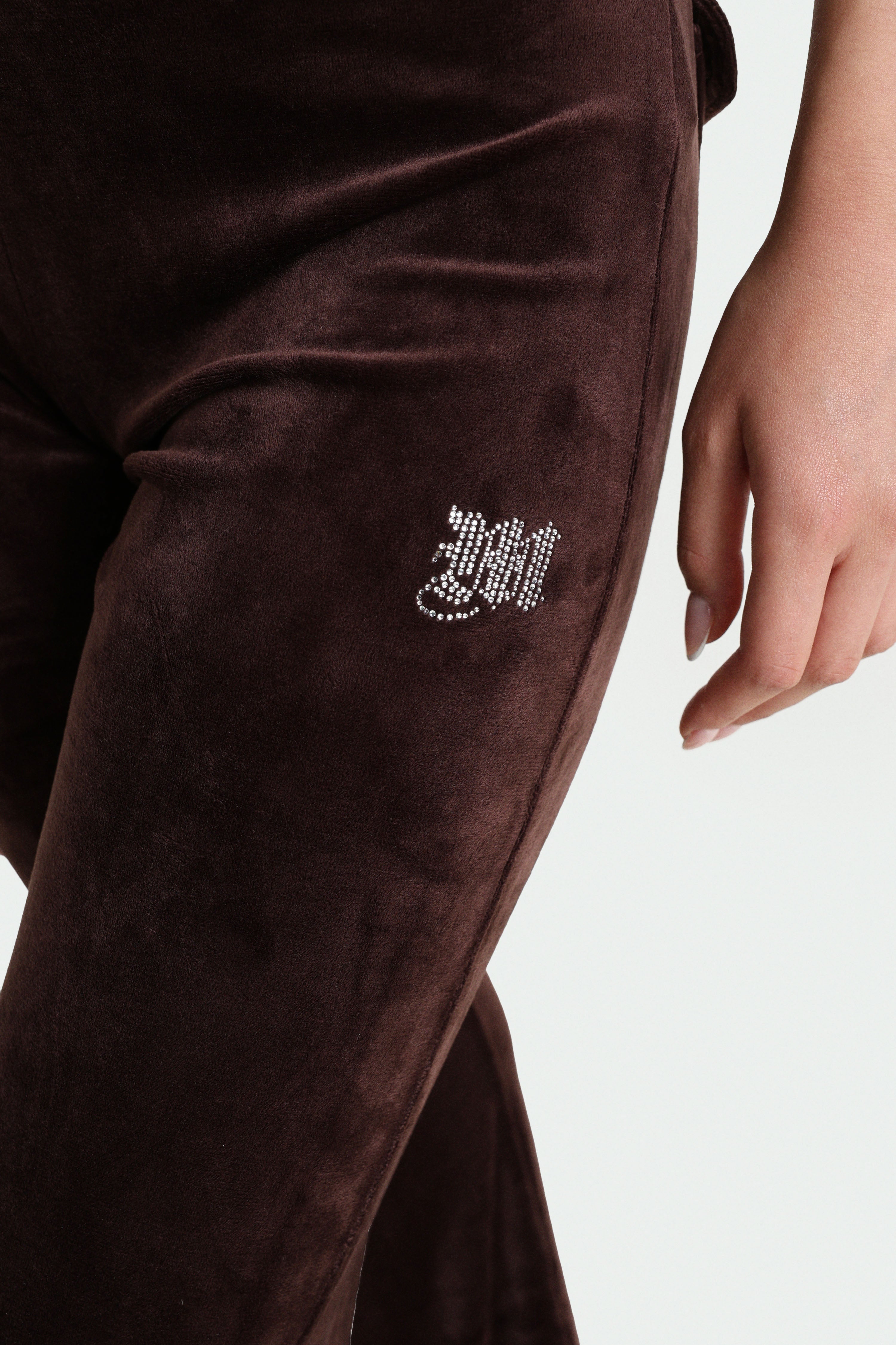 Samt Flare-Hose - Dunkelbraun