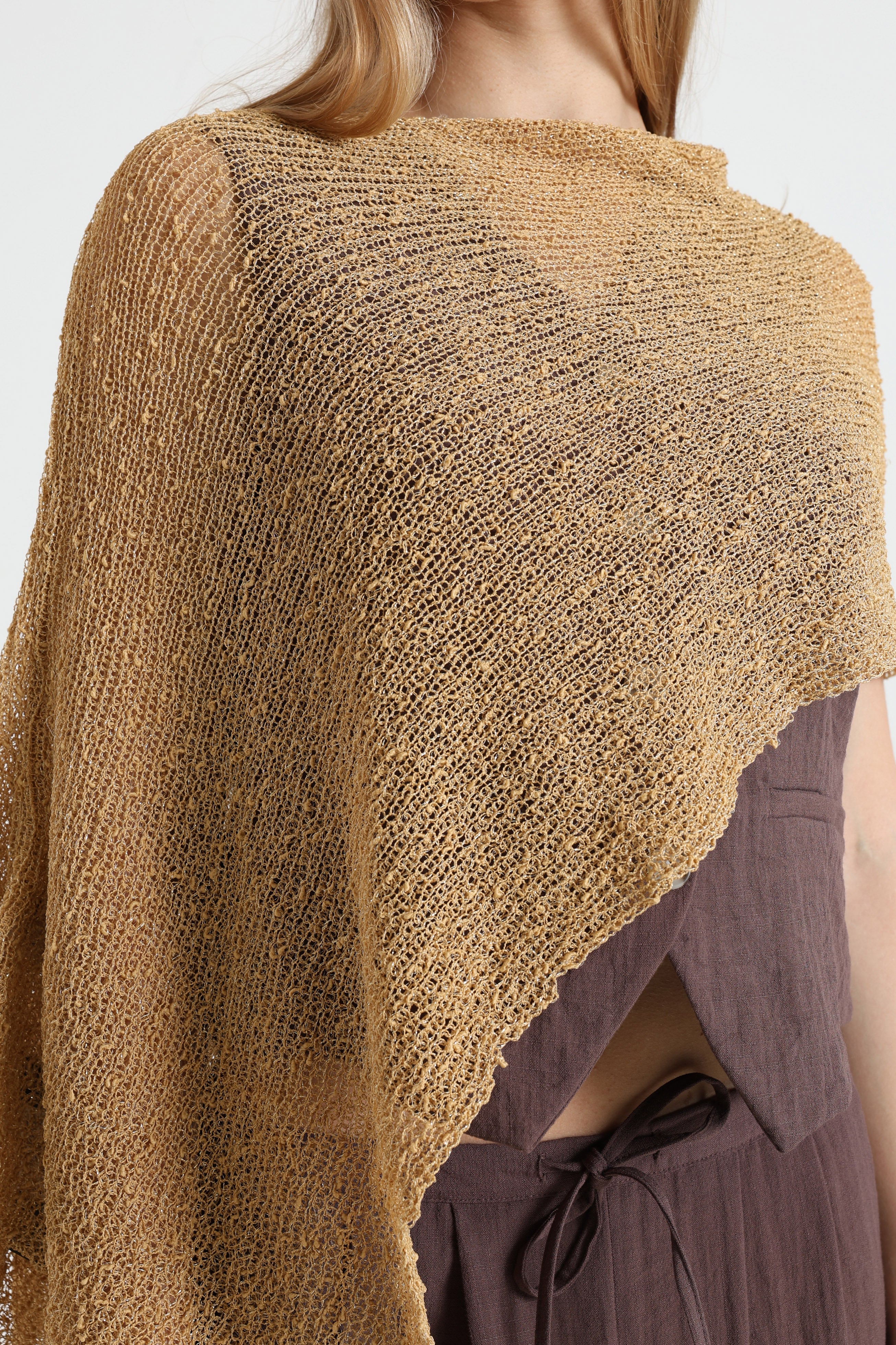 Häkel-Poncho - Gold