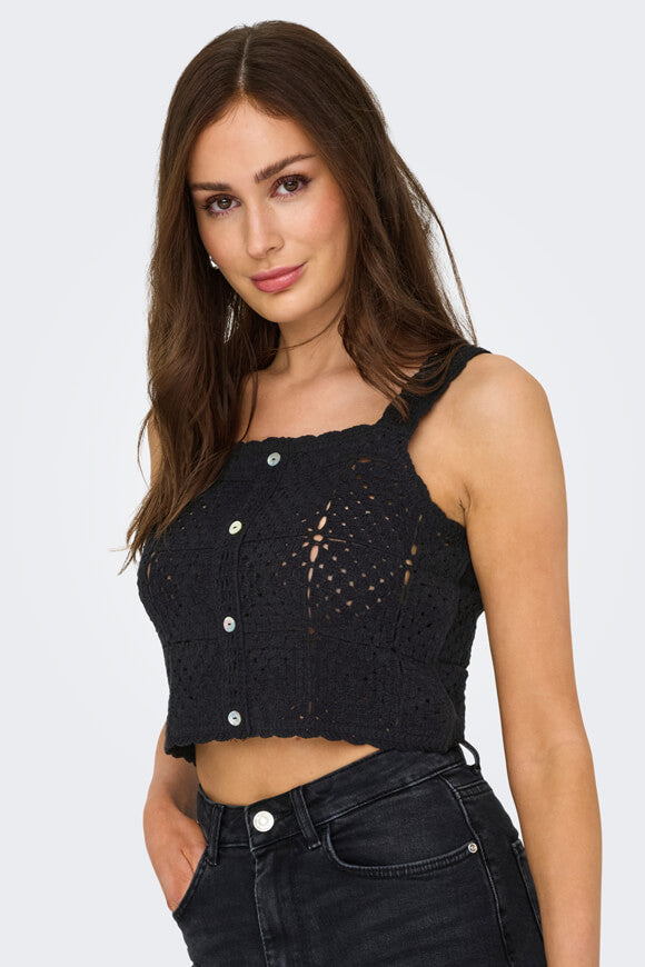 ONLAMARI Crochet Crop Top - Black