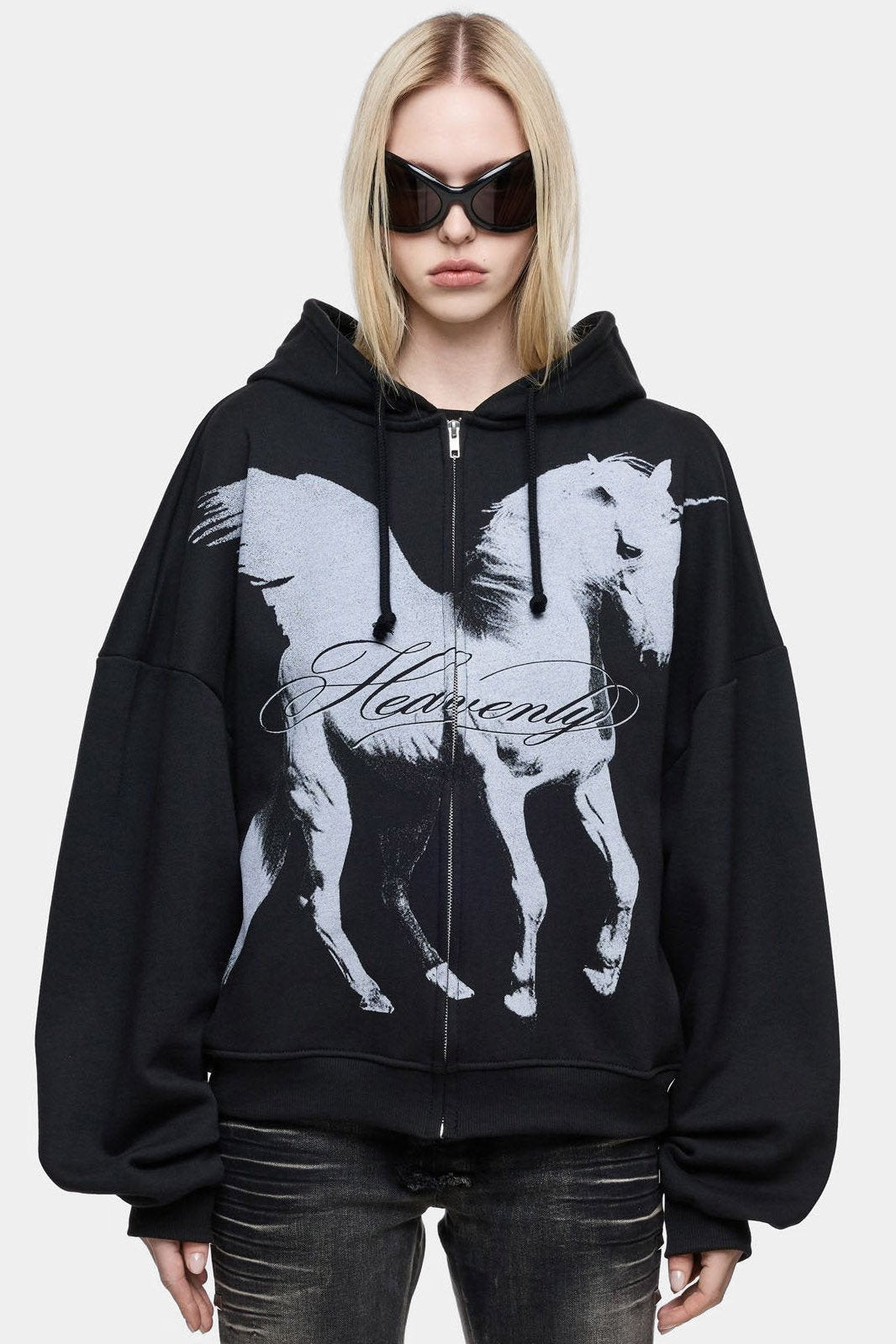 Heavenly Alicorn Oversize Kapuzensweatjacke - Black