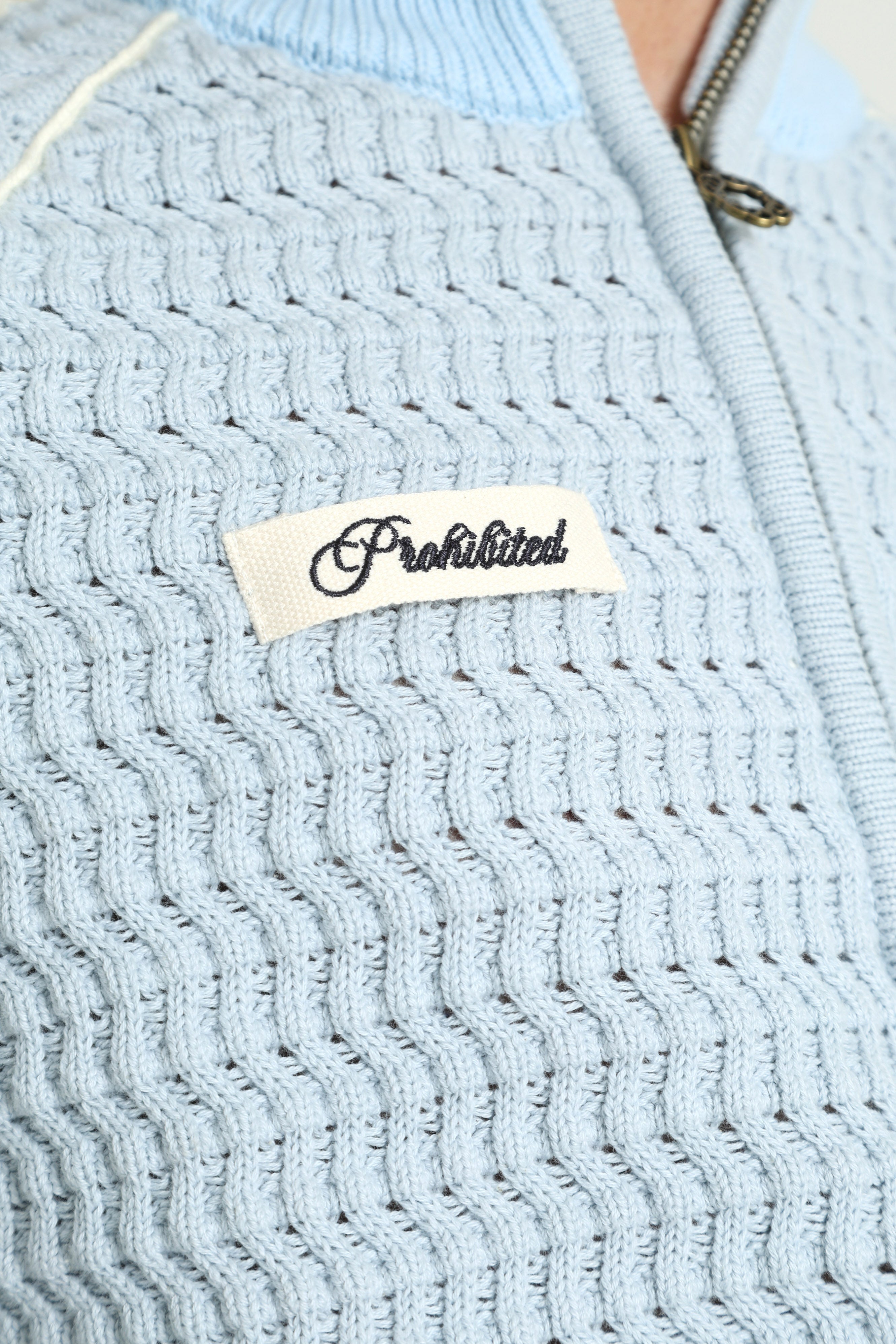 Jaquette en tricot - Light Blue + Offwhite