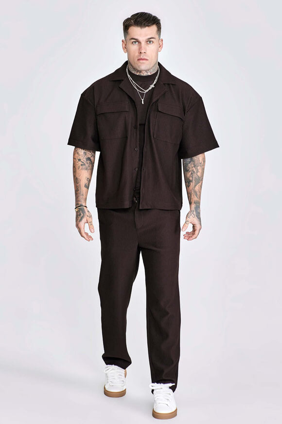 Strukturiertes Oversize Hemd - Brown