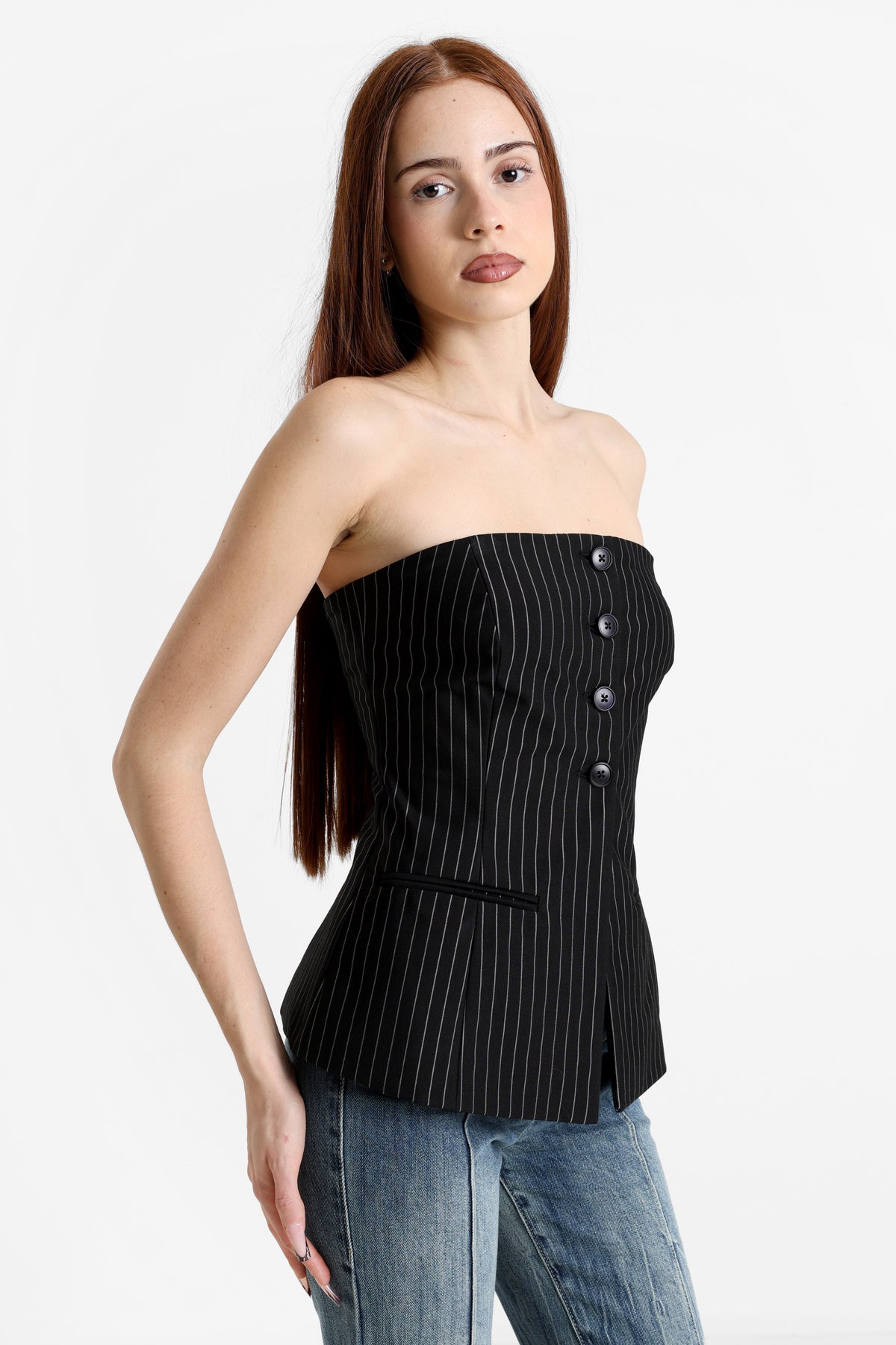 Crop Corsage-Top - Schwarz