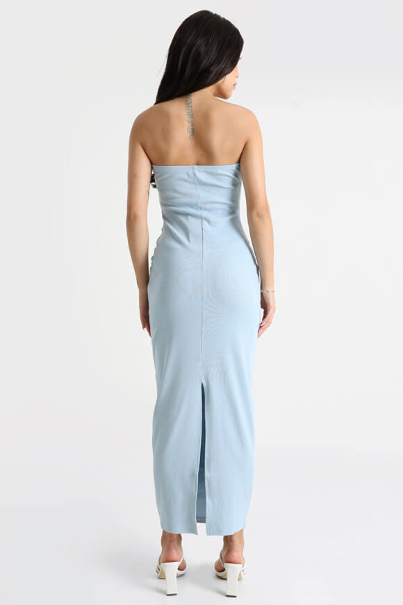 Ribbed bandeau maxi dress - light blue