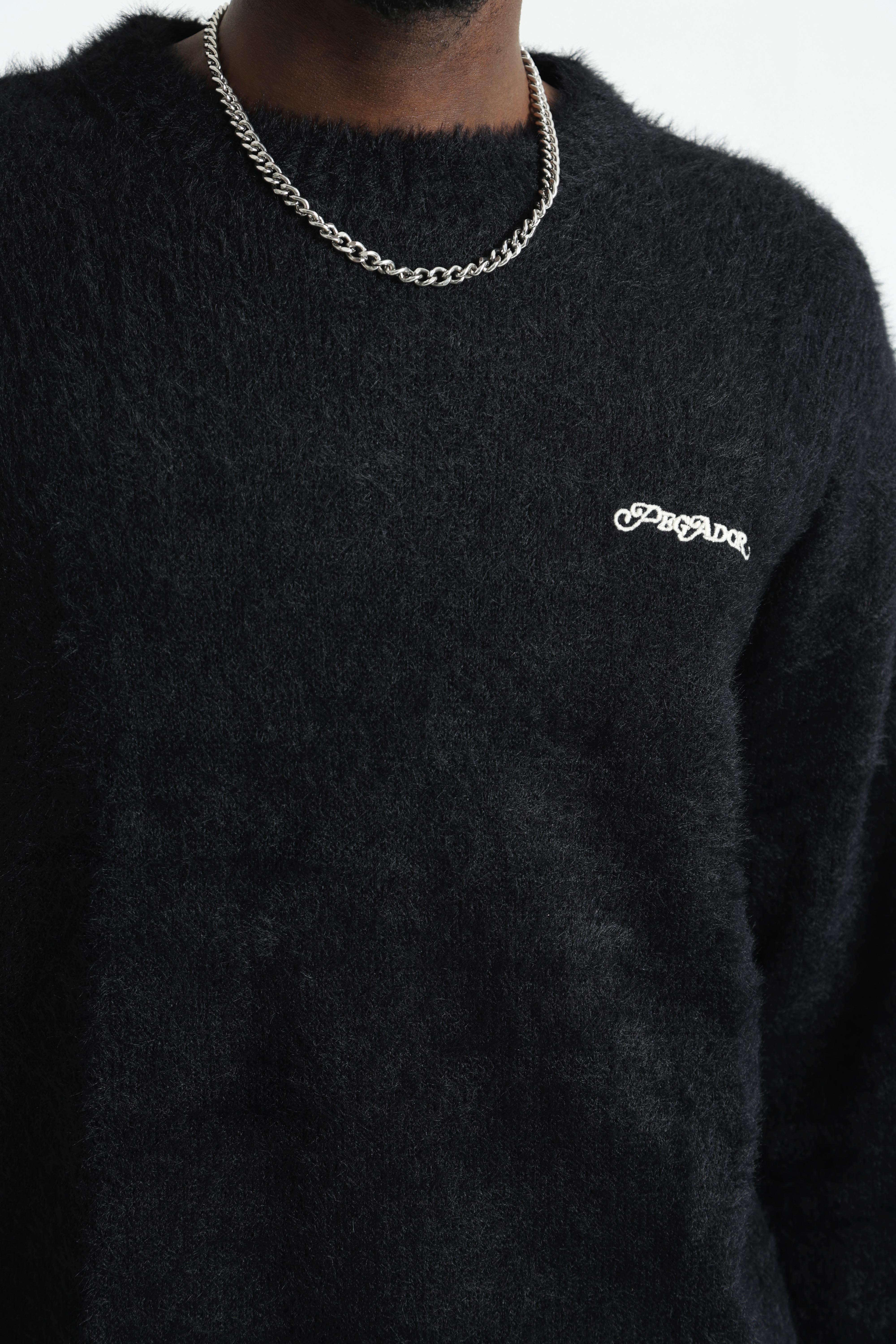 Vernen Hairy Strickpullover - Black