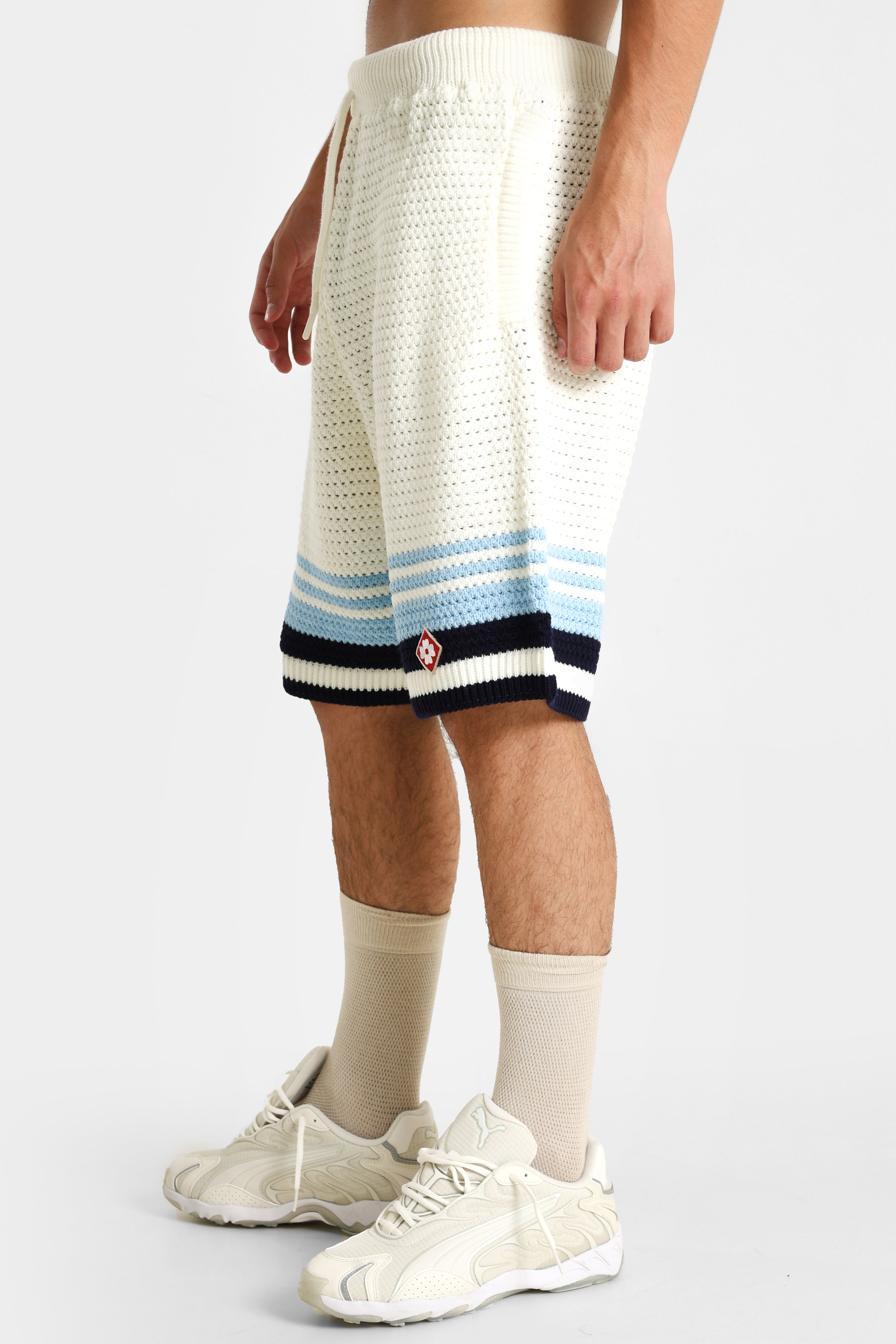 Short en tricot - Offwhite + Blue