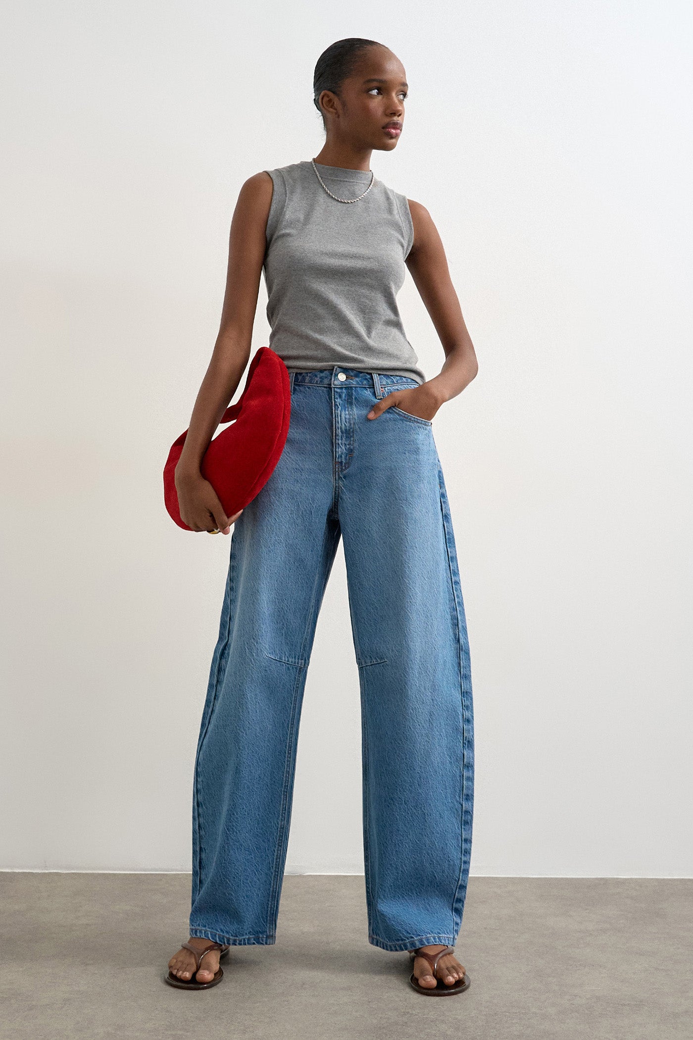 TSALMA Barrel Fit Jeans L32 - Medium Blue Denim