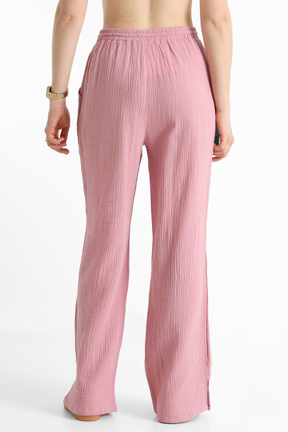 Pantalon large en mousseline - vieux rose