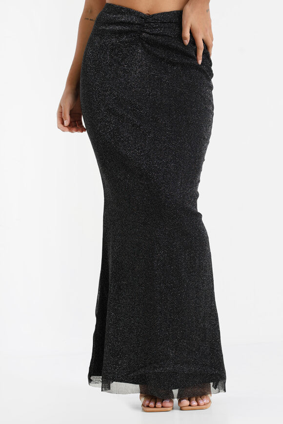 Glitzer Maxirock - Schwarz