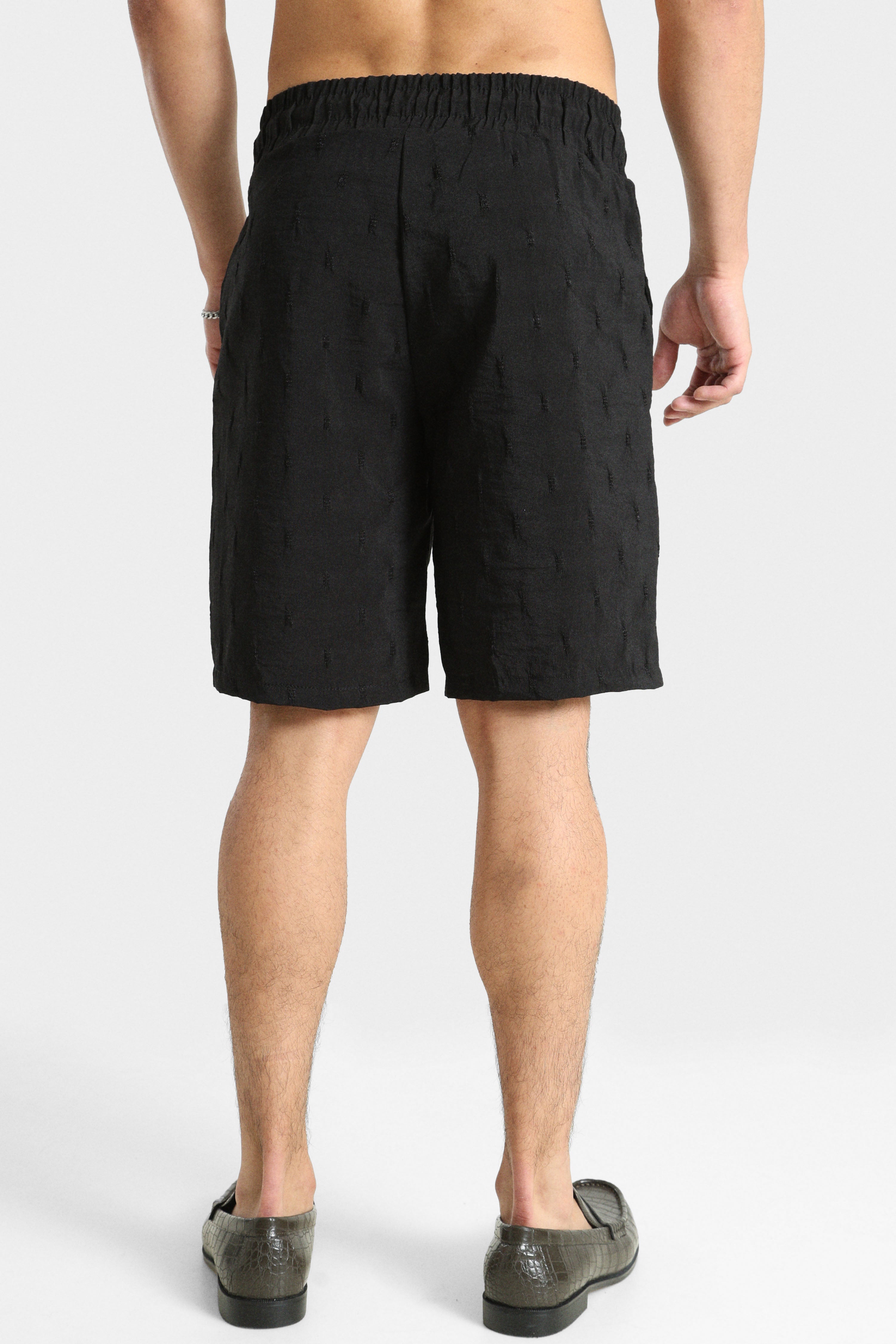 Strukturierte Stoffshorts - Black