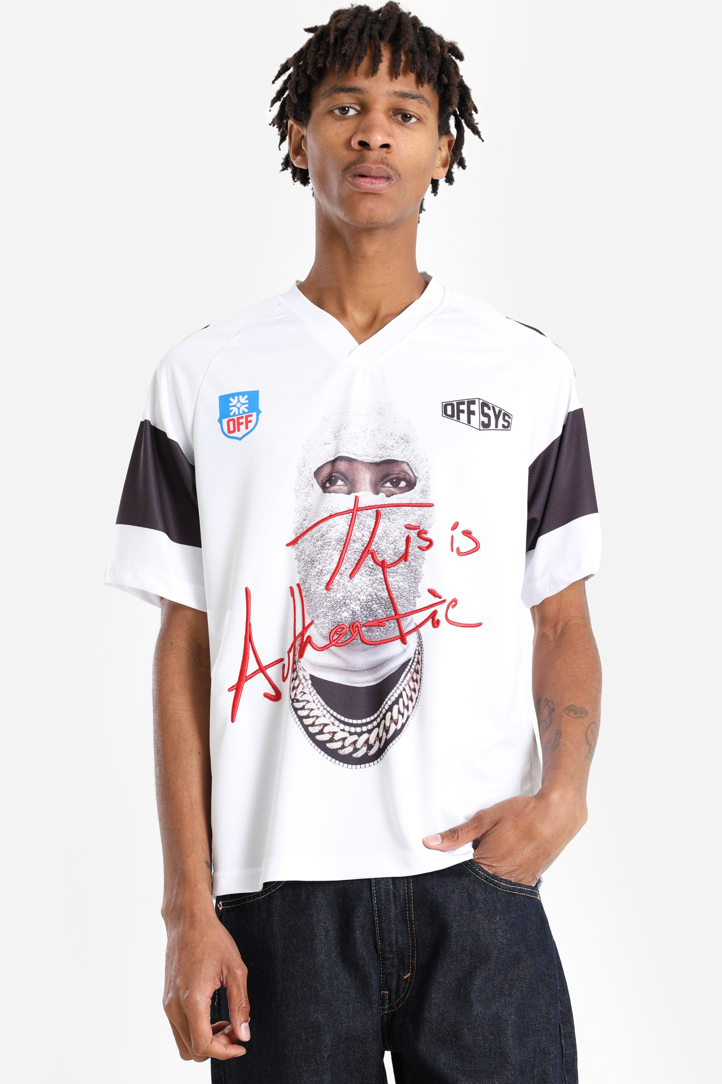 T-shirt in mesh - White + Black