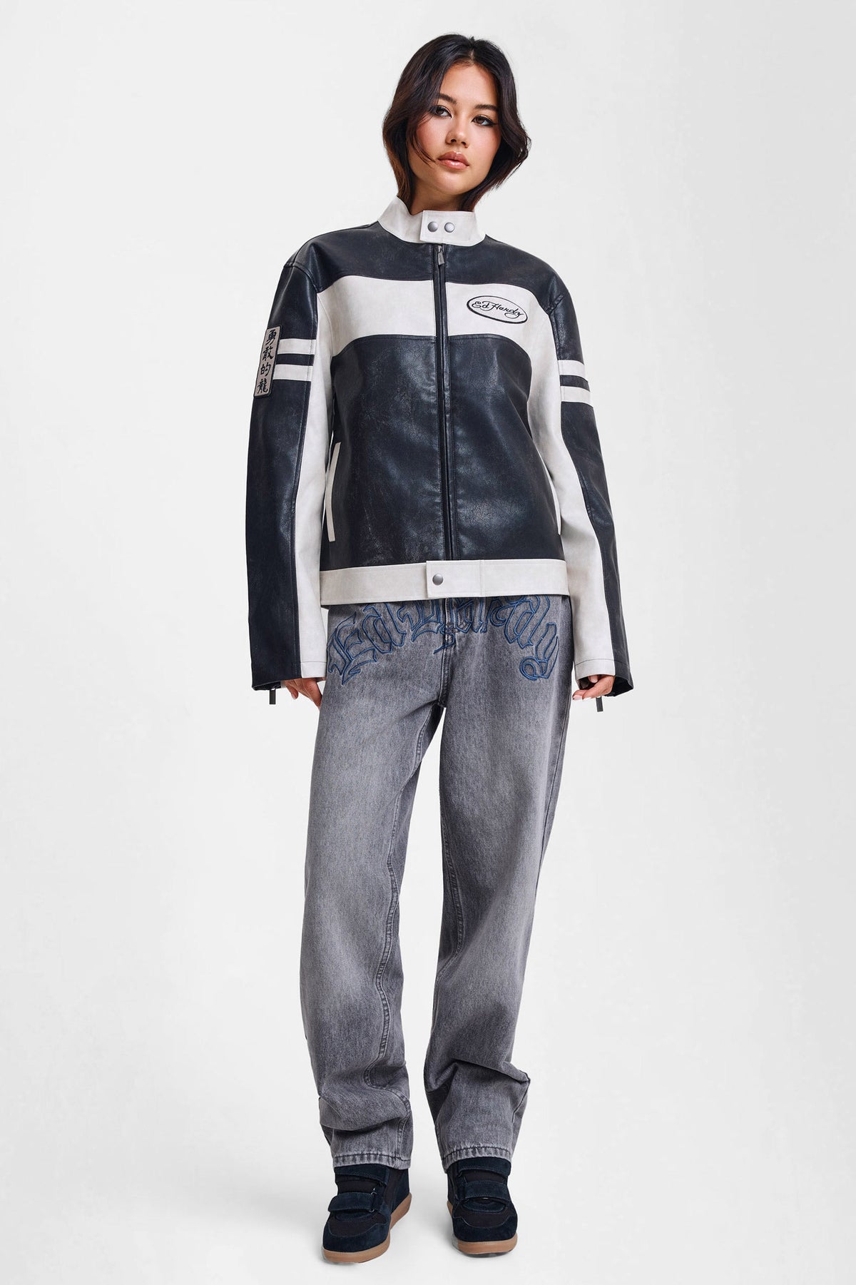 Los Angeles Kunstleder Bikerjacke - Black