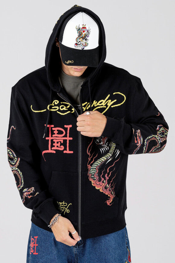 Kapuzensweatjacke - Black