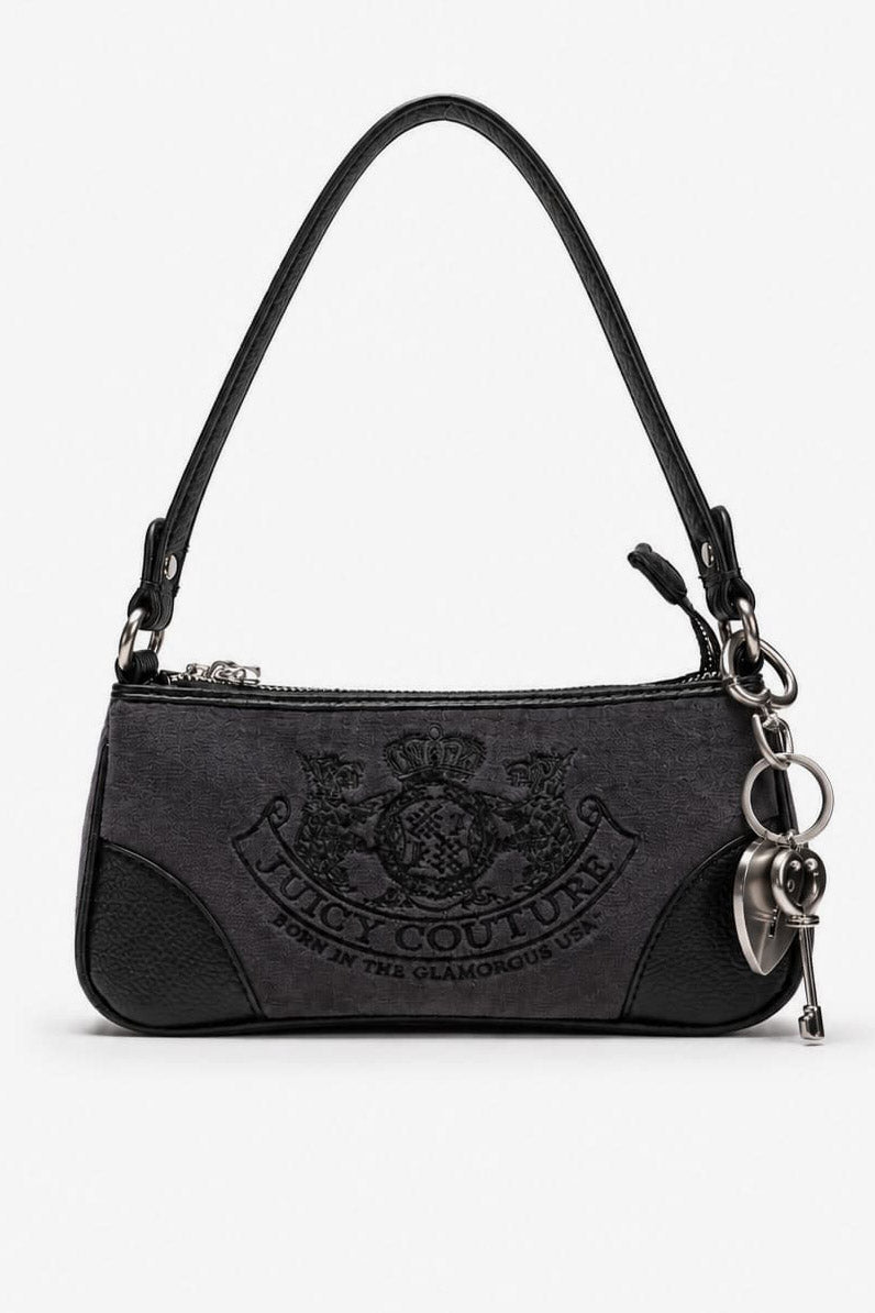Mini sac à main et à bandoulière en velours - Dark Grey + Black