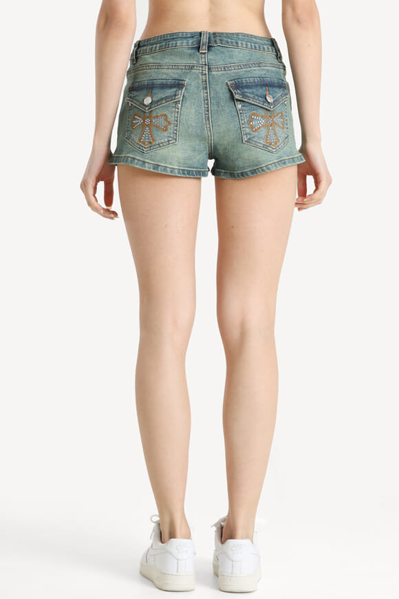 Short en jean - Bleu/vert