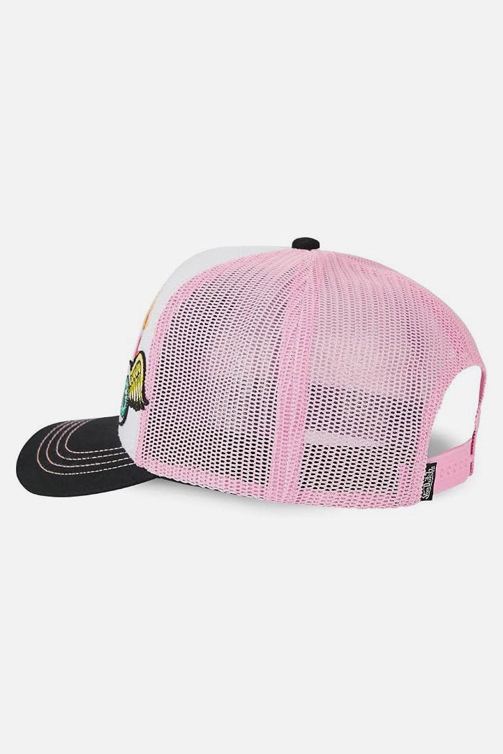 Casquette trucker / snapback - White + Rose + Black