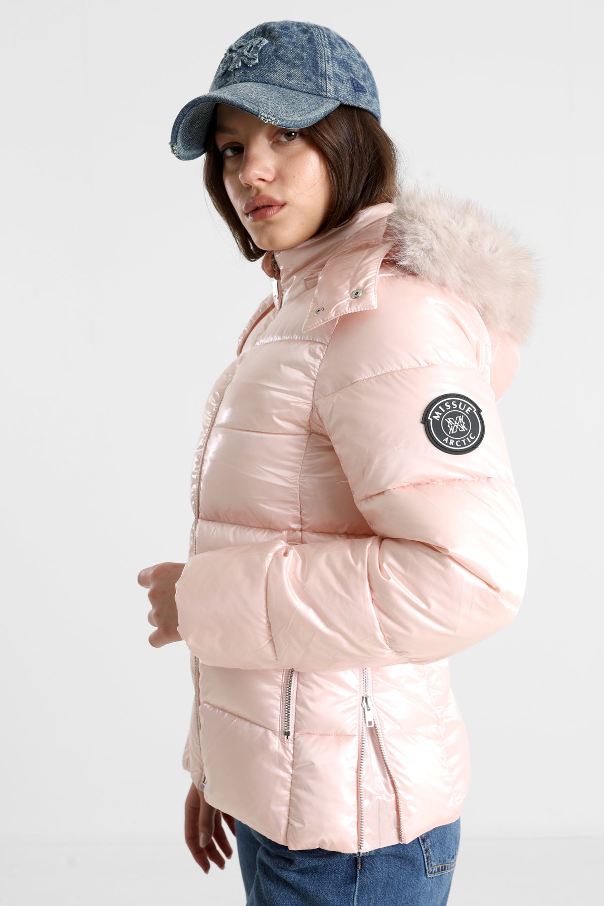 Veste matelassée effet brillant - Rose clair