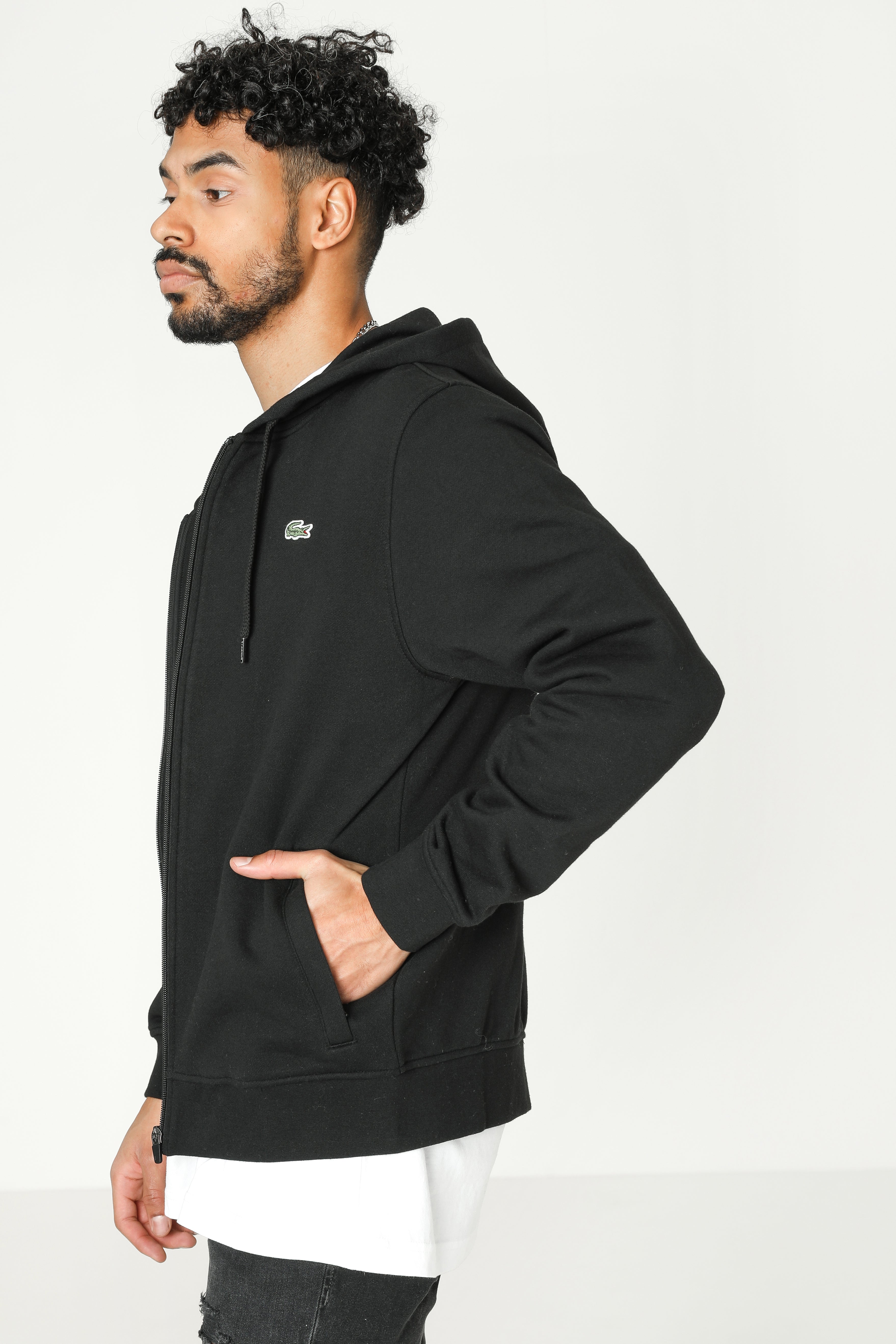 Kapuzensweatjacke - Schwarz